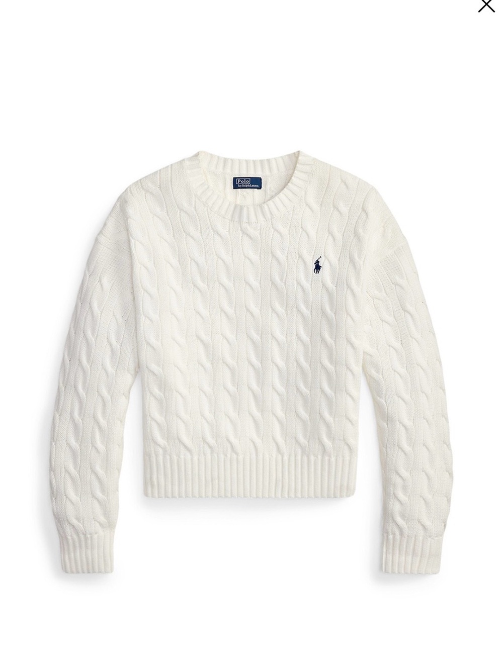 Polo by Ralph Lauren Cream Cable-Knit Crewneck Sweater